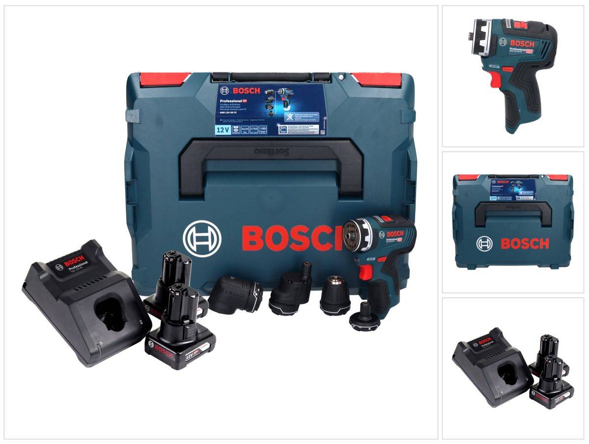 Bosch GSR 12V-35 FC Professional Akku Bohrschrauber 12 V 35 Nm Brushless + 2x Akku 6,0 Ah + Ladegerät + L-Boxx