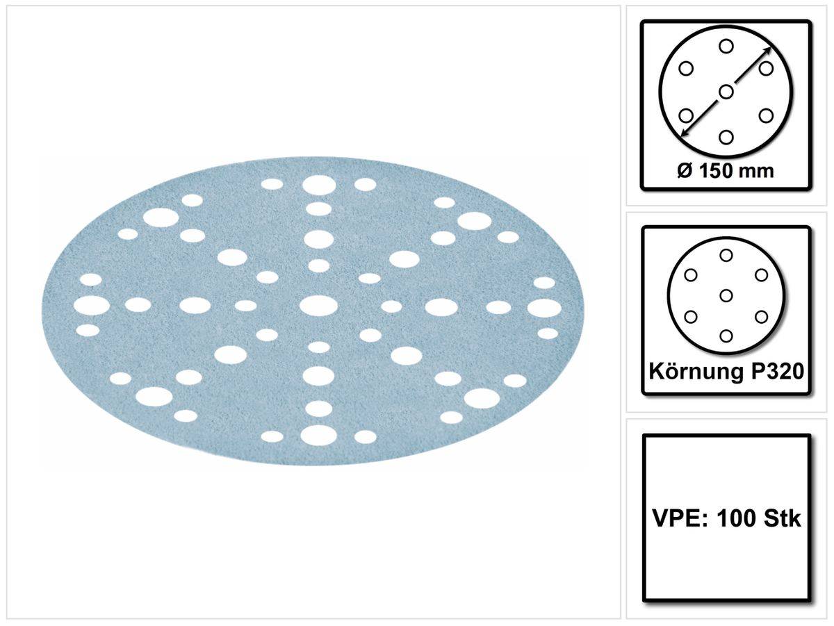 Festool STF D150/48 Schleifscheiben Granat P320 150 mm 100 Stk. ( 575170 ) für RO 150, ES 150, ETS 150, ETS EC 150, LEX 150, WTS 150, HSK-D 150