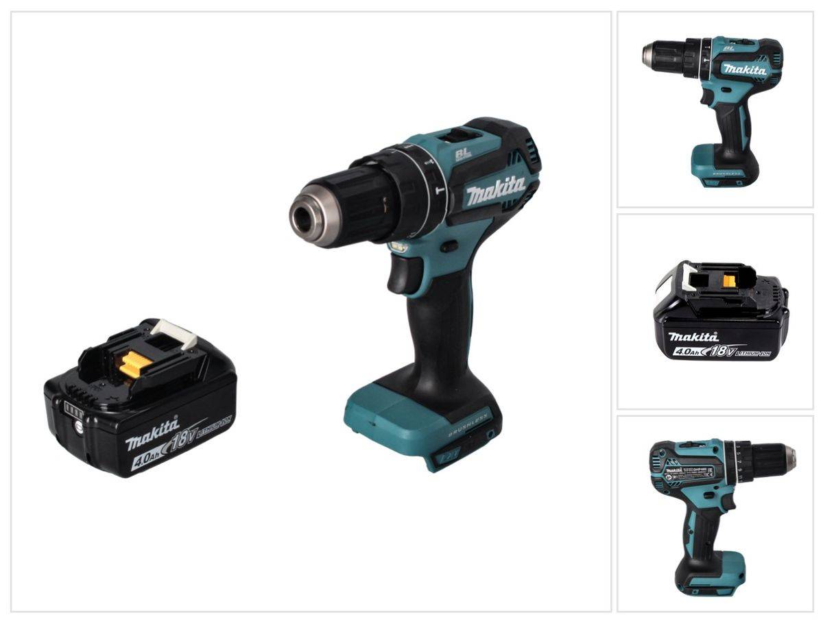 Makita DHP 485 M1 Akku Schlagbohrschrauber 18 V 50 Nm Brushless + 1x Akku 4,0 Ah - ohne Ladegerät