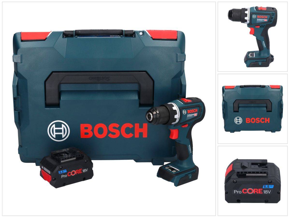 Bosch GSR 18V-90 C Professional Akku Bohrschrauber 18 V 64 Nm Brushless + 1x ProCORE Akku 5,5 Ah + L-Boxx - ohne Ladegerät