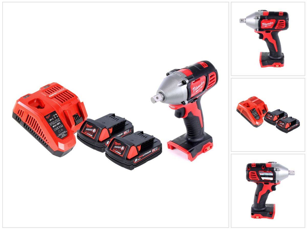 Milwaukee M18 BIW12-202FC Akku Schlagschrauber 18 V 240 Nm 1/2" + 2x Akku 2,0 Ah + Ladegerät