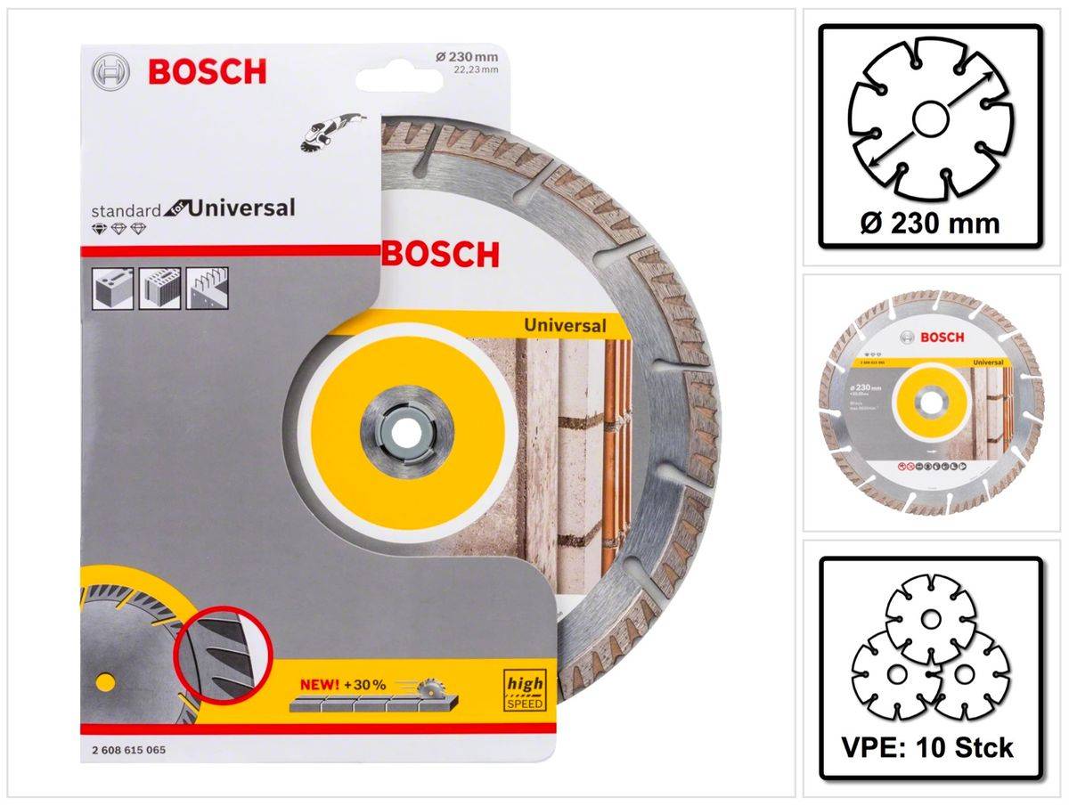 Bosch Standard Universal Diamant Trennscheibe 230 x 22,23 mm 10 Stk. ( 2608615066 ) für Beton