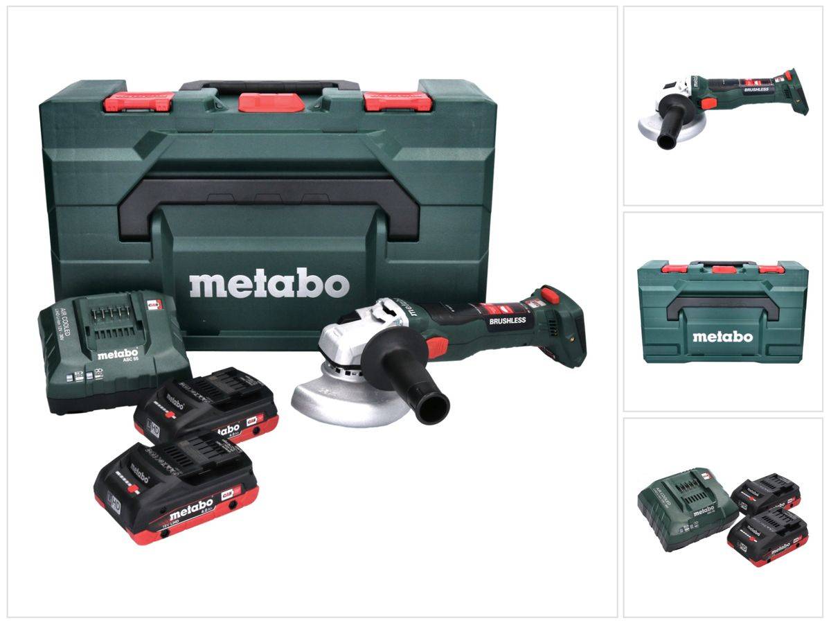 Metabo W 18 LT BL 11-125 Akku Winkelschleifer 18 V 125 mm Brushless + 2x Akku 4,0 Ah + Ladegerät + metaBOX