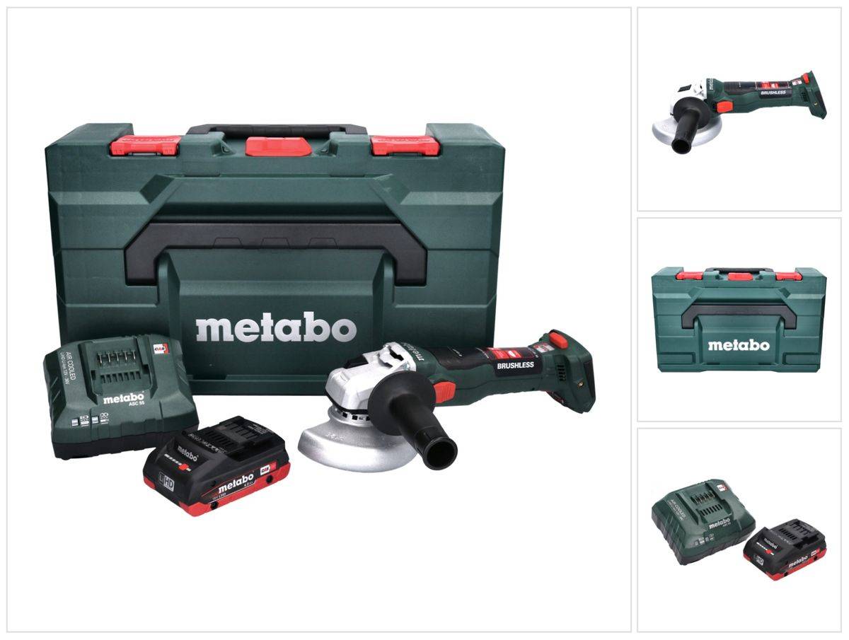 Metabo W 18 LT BL 11-125 Akku Winkelschleifer 18 V 125 mm Brushless + 1x Akku 4,0 Ah + Ladegerät + metaBOX