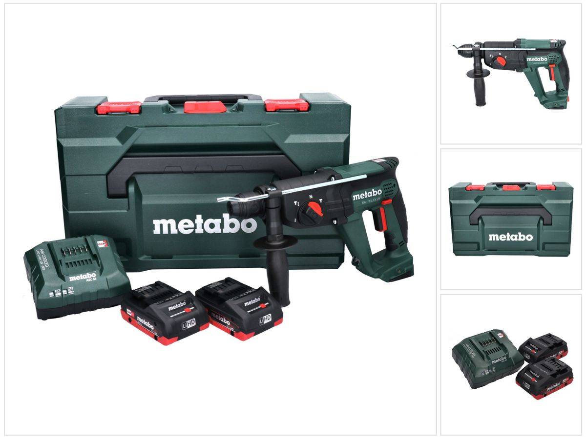 Metabo KH 18 LTX 24 Akku Kombihammer 18 V 2,1 J SDS plus + 2x Akku 4,0 Ah + Ladegerät + metaBOX ( 601712800 )