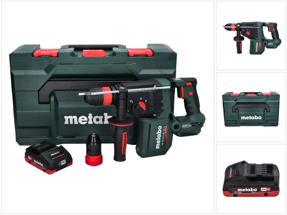 Metabo KH 18 LTX BL 28 Q Akku Bohrhammer 18 V 3 J SDS plus Brushless + 1x Akku 4,0 Ah + metaBOX - ohne Ladegerät