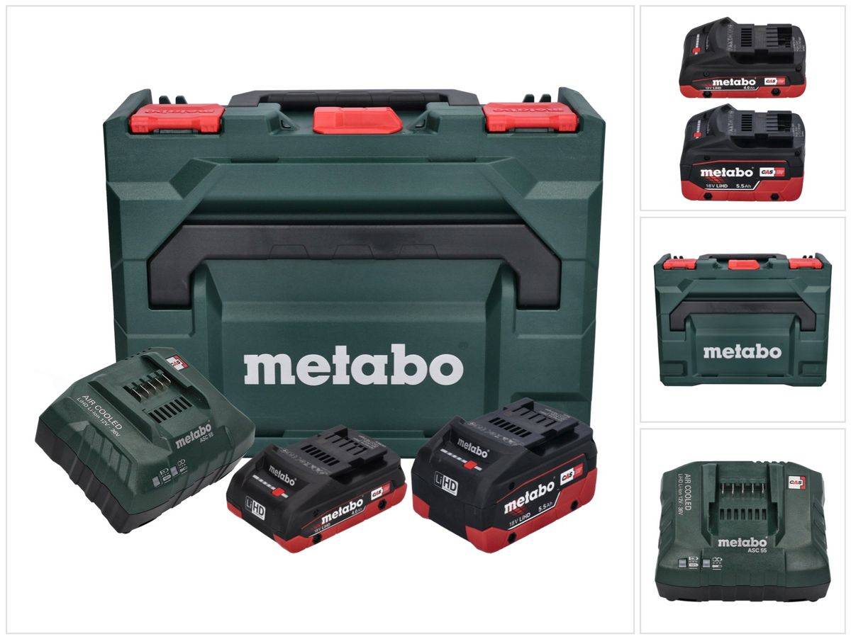 Metabo Basis Set LIHD 18 V Li-Ion Akku CAS System + 1x Akku 4,0 Ah + 1x Akku 5,5 Ah + Ladegerät + metaBOX ( 685136000 )