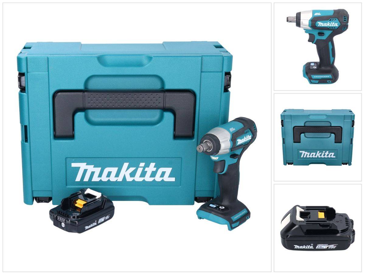 Makita DTW 181 A1J Akku Schlagschrauber 18 V 210 Nm 1/2" Brushless + 1x Akku 2,0 Ah + Makpac - ohne Ladegerät