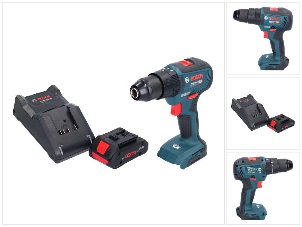 Bosch GSB 18V-55 Professional Akku Schlagbohrschrauber 18 V 55 Nm Brushless + 1x ProCORE Akku 4,0 Ah + Ladegerät