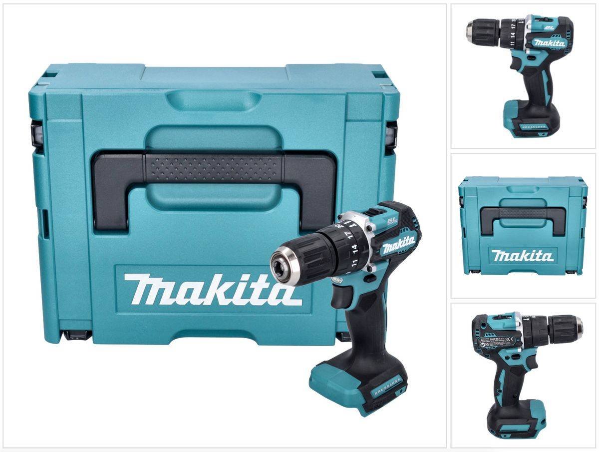 Makita DHP 487 ZJ Akku Schlagbohrschrauber 18 V 40 Nm Brushless + Makpac - ohne Akku, ohne Ladegerät