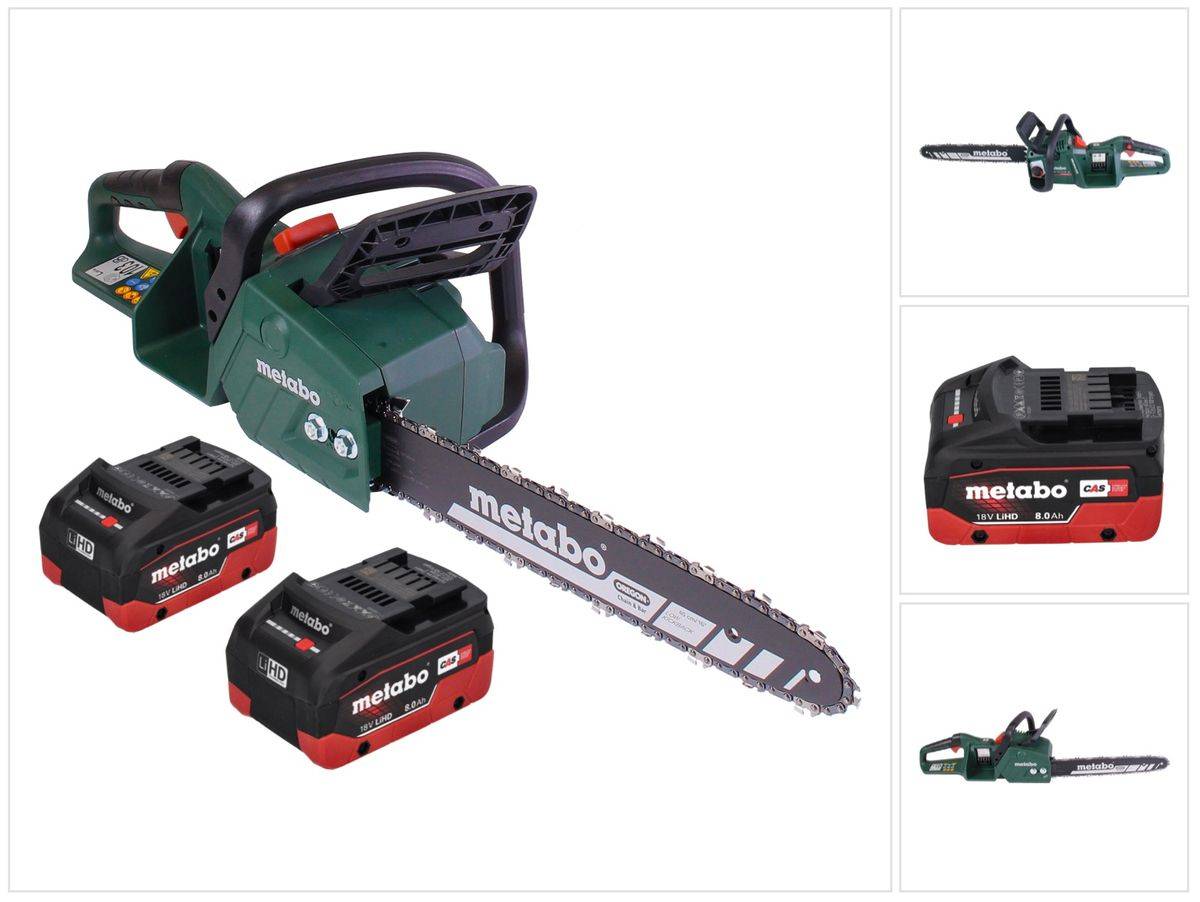 Metabo MS 36-18 LTX BL 40 Akku Kettensäge 36 V ( 2x 18 V ) 40 cm 22 m/s Brushless + 2x Akku 8,0 Ah - ohne Ladegerät