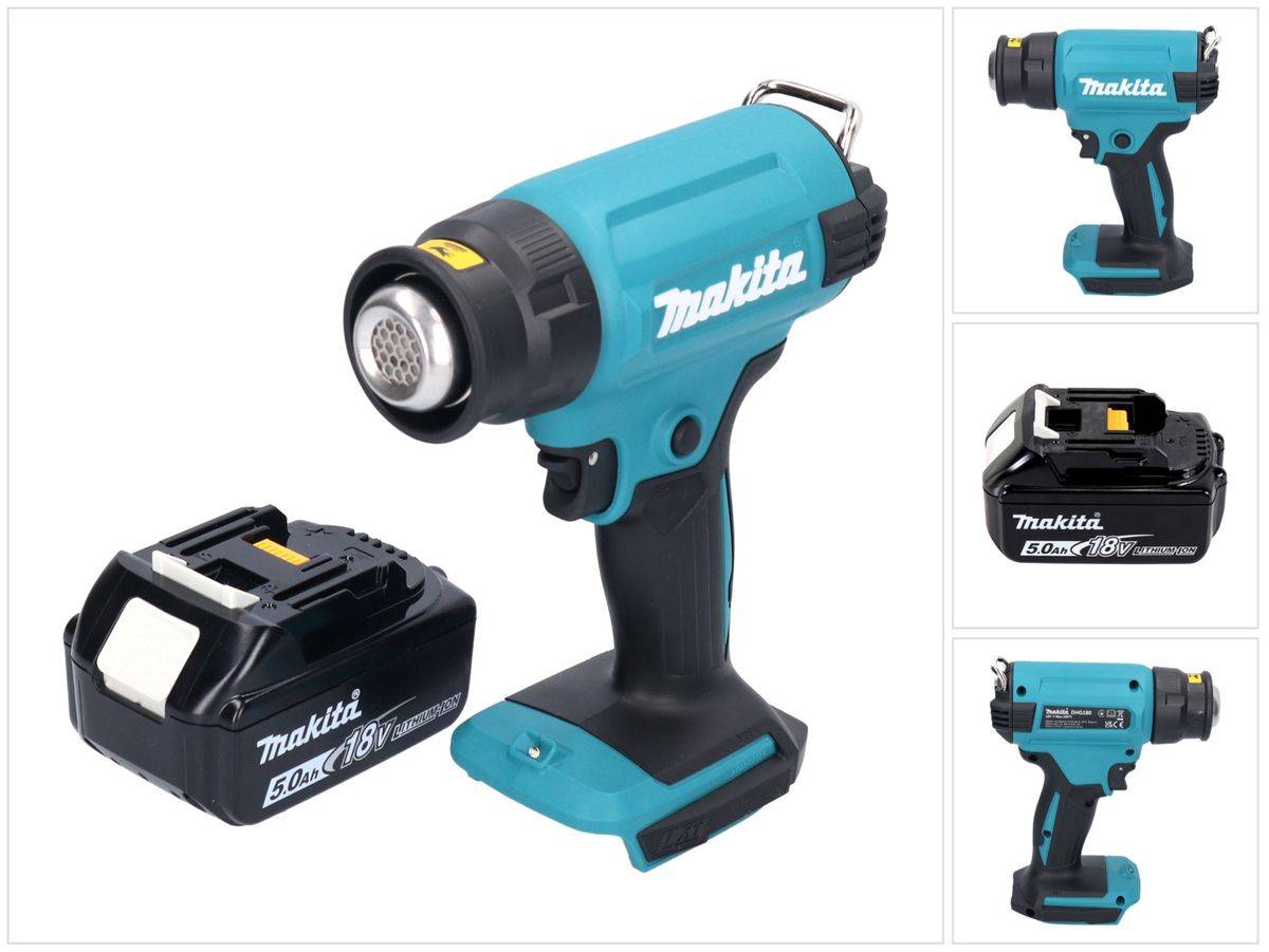 Makita DHG 180 T1 Akku Heißluftgebläse 18 V 550 °C + 1x Akku 5,0 Ah - ohne Ladegerät