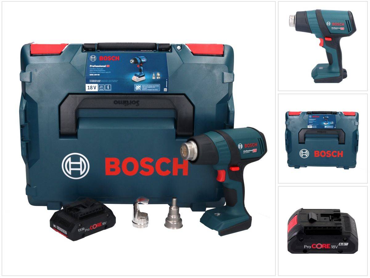 Bosch GHG 18V-50 Professional Akku Heissluftgebläse 18 V 300° C / 500° C + 1x ProCORE Akku 4,0 Ah + L-Boxx - ohne Ladegerät