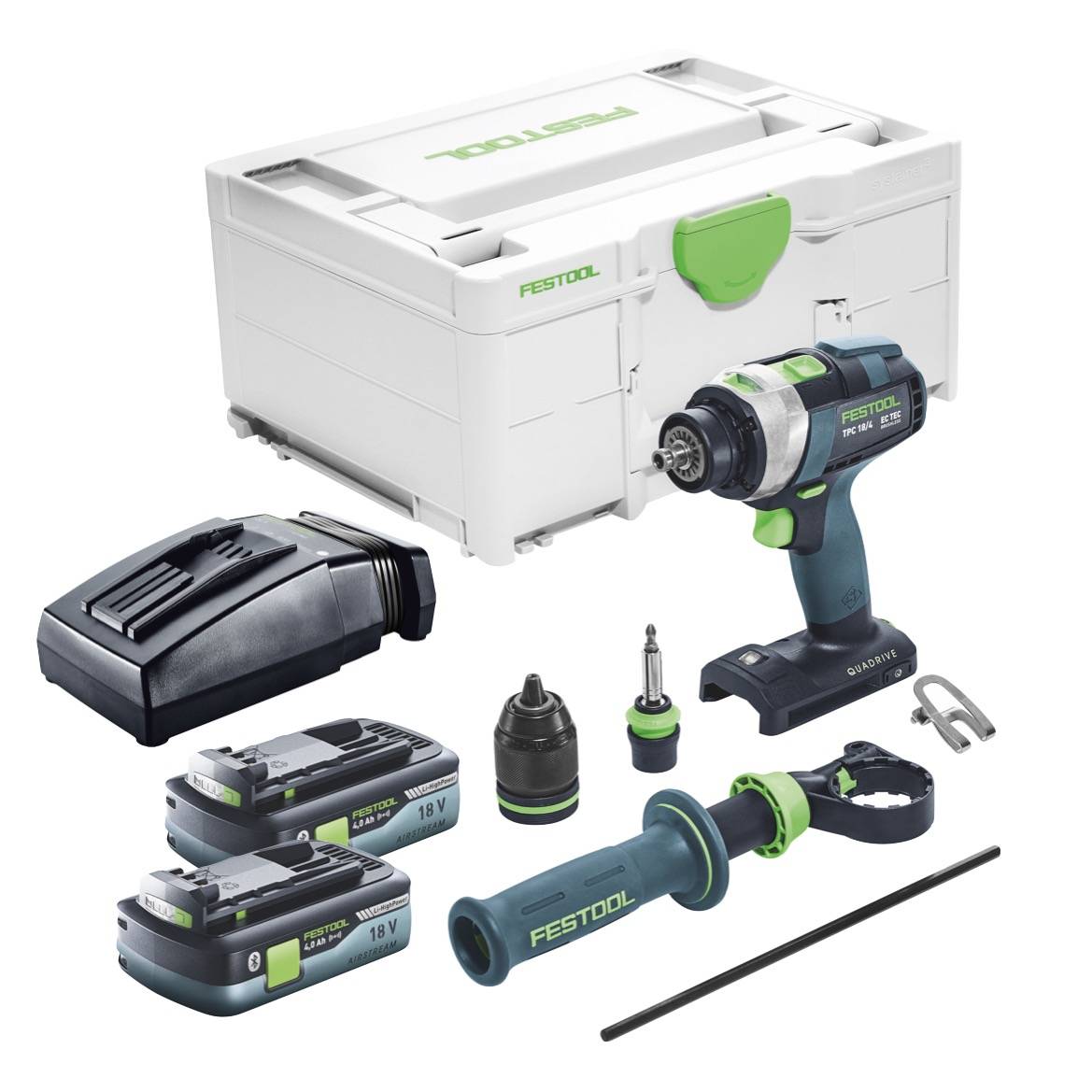 Festool TPC 18/4 I-Basic Akku Schlagbohrschrauber 18 V 75 Nm Brushless + 2x Akku 4,0 Ah + Ladegerät + Systainer