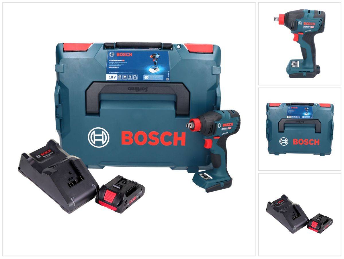 Bosch GDX 18V-210 C Professional Akku Drehschlagschrauber 18 V 210 Nm Brushless + 1x ProCORE Akku 4,0 Ah + Ladegerät + Connectivity Modul + L-Boxx