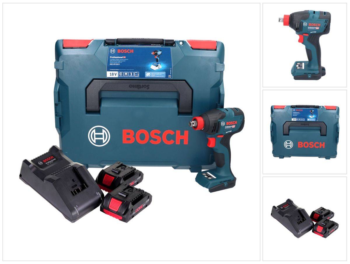 Bosch GDX 18V-210 C Professional Akku Drehschlagschrauber 18 V 210 Nm Brushless ( 06019J0203 ) + 2x ProCORE Akku 4,0 Ah + Ladegerät + Connectivity