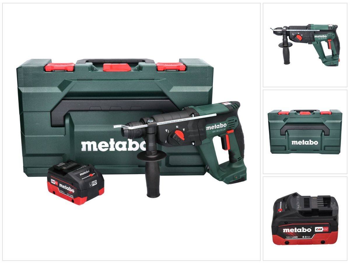 Metabo KH 18 LTX 24 Akku Kombihammer 18 V 2,1 J SDS plus + 1x Akku 8,0 Ah + metaBOX - ohne Ladegerät