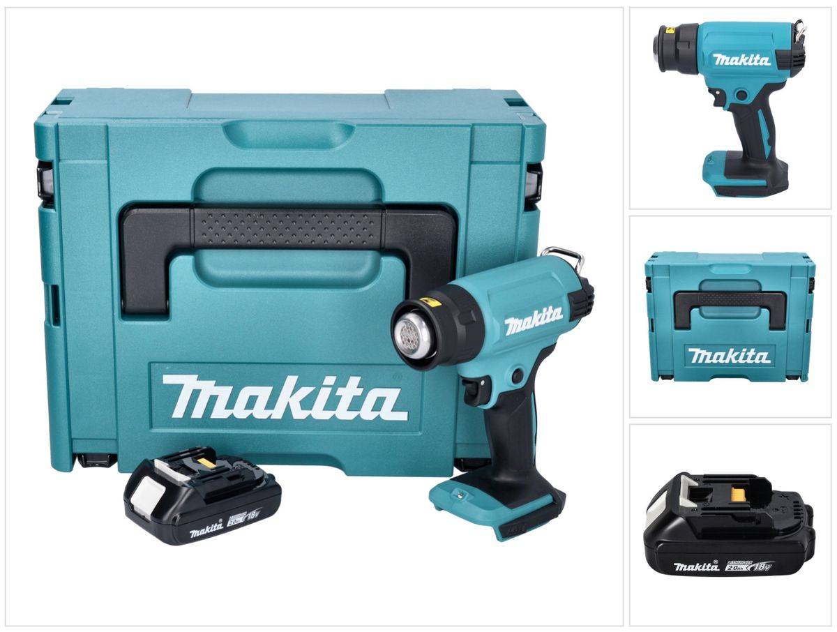 Makita DHG 180 A1J Akku Heißluftgebläse 18 V 550 °C + 1x Akku 2,0 Ah + Makpac - ohne Ladegerät