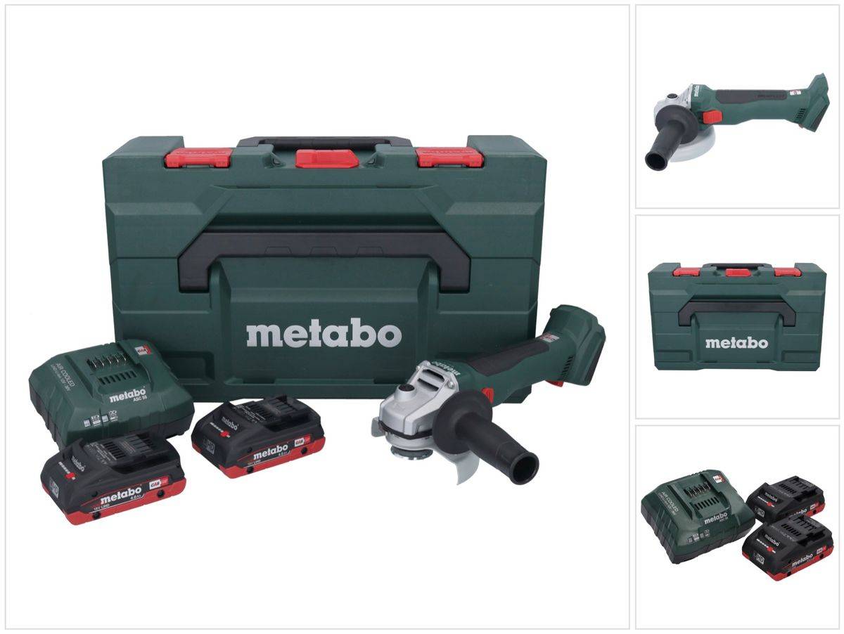 Metabo W 18 L BL 9-125 Akku Winkelschleifer 18 V 125 mm Brushless + 2x Akku 4,0 Ah + Ladegerät + metaBOX ( 602374510 )