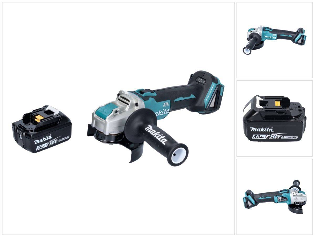 Makita DGA 521 T1X1 Akku Winkelschleifer 18 V 125 mm X-LOCK Brushless + 1x Akku 5,0 Ah - ohne Ladegerät