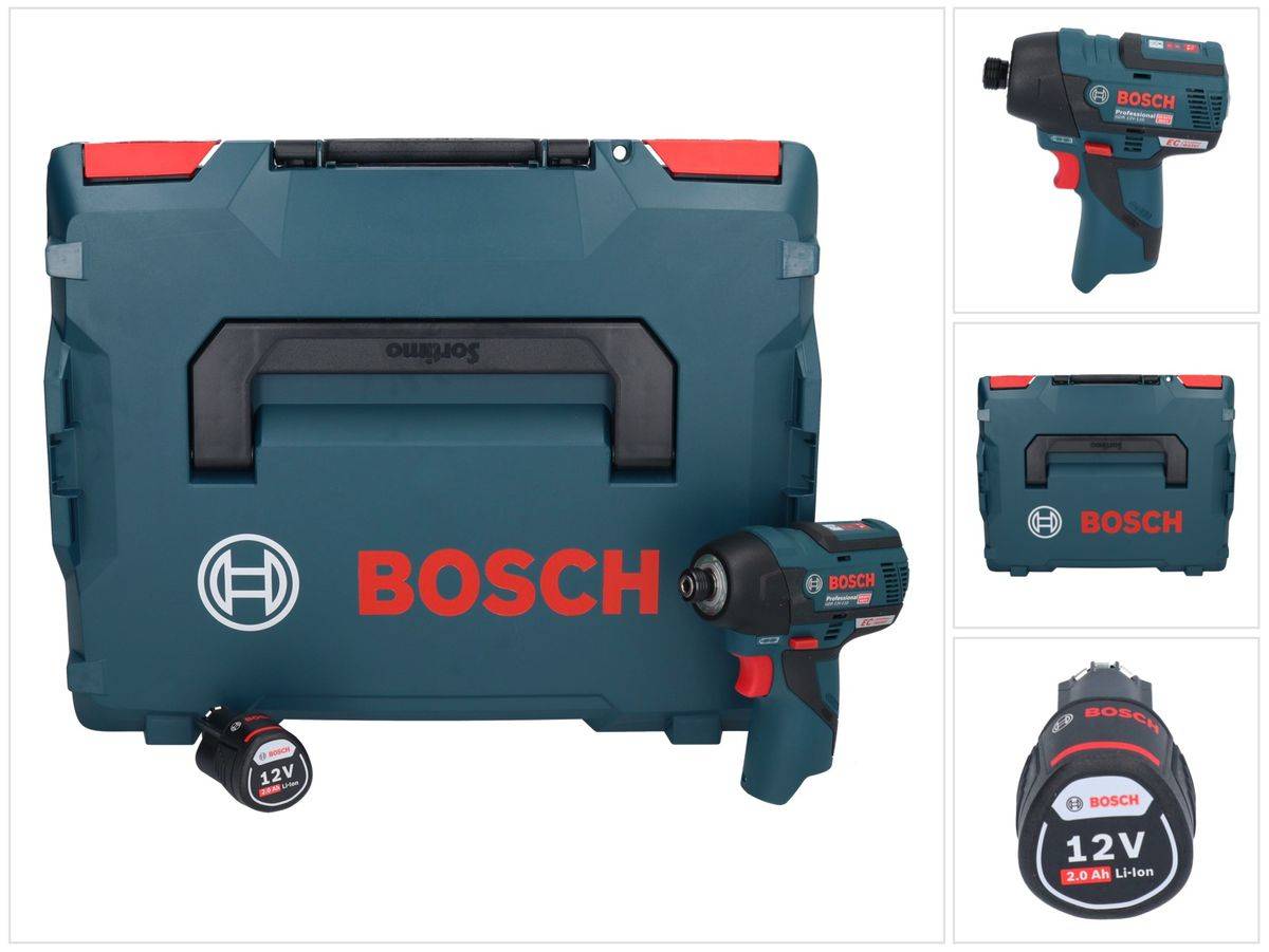 Bosch GDR 12V-110 Professional Akku Drehschlagschrauber 12 V 110 Nm 1/4" Brushless + 1x Akku 2,0 Ah + L-Boxx - ohne Ladegerät