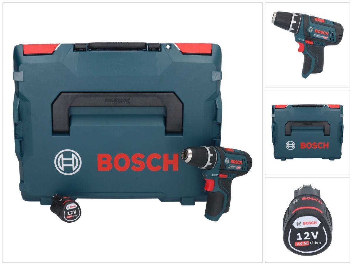 Bosch GSR 12V-15 Professional Akku Bohrschrauber 12 V 30 Nm + 1x Akku 2,0 Ah + L-Boxx - ohne Ladegerät