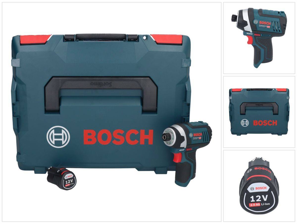 Bosch GDR 12V-105 Professional Akku Drehschlagschrauber 12 V 105 Nm 1/4" + 1x Akku 2,0 Ah + L-Boxx - ohne Ladegerät