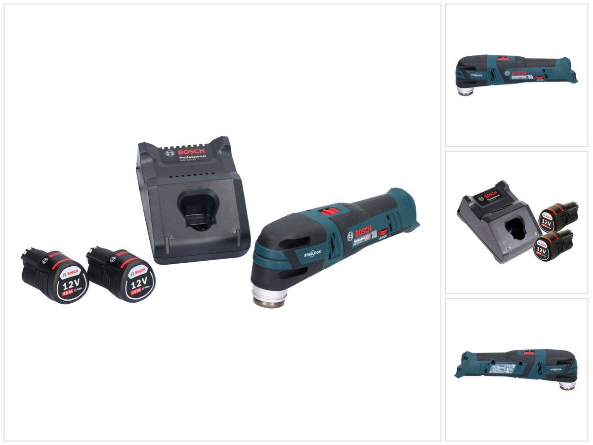 Bosch GOP 12V-28 Professional Akku Multi Cutter Starlock Brushless + 2x Akku 2,0 Ah + Ladegerät
