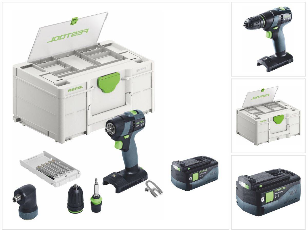 Festool TXS 18-Basic-Set Akku Bohrschrauber 18 V 40 Nm Brushless + 1x Akku 5,0 Ah + Systainer - ohne Ladegerät