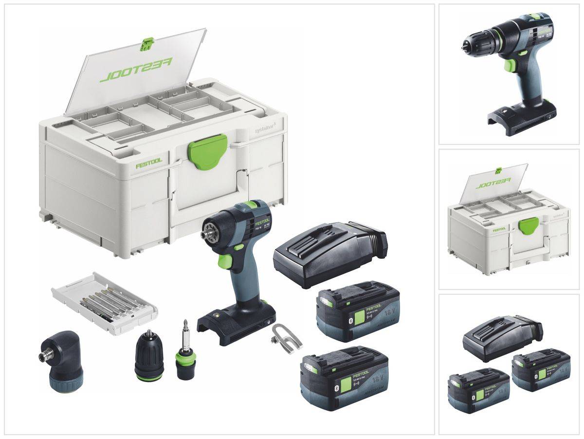 Festool TXS 18-Basic-Set Akku Bohrschrauber 18 V 40 Nm Brushless + 2x Akku 5,0 Ah + Ladegerät + Systainer