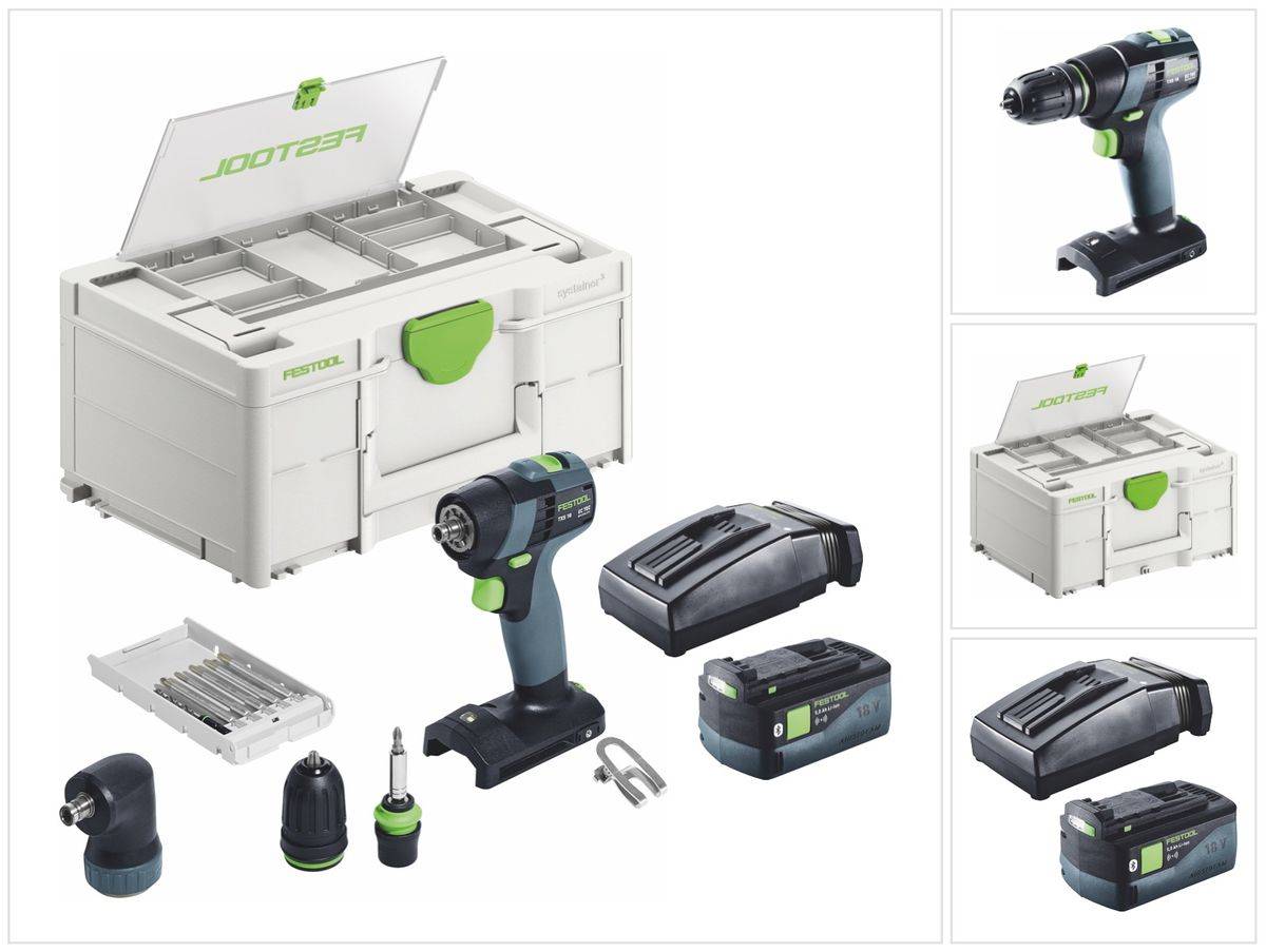 Festool TXS 18-Basic-Set Akku Bohrschrauber 18 V 40 Nm Brushless + 1x Akku 5,0 Ah + Ladegerät + Systainer