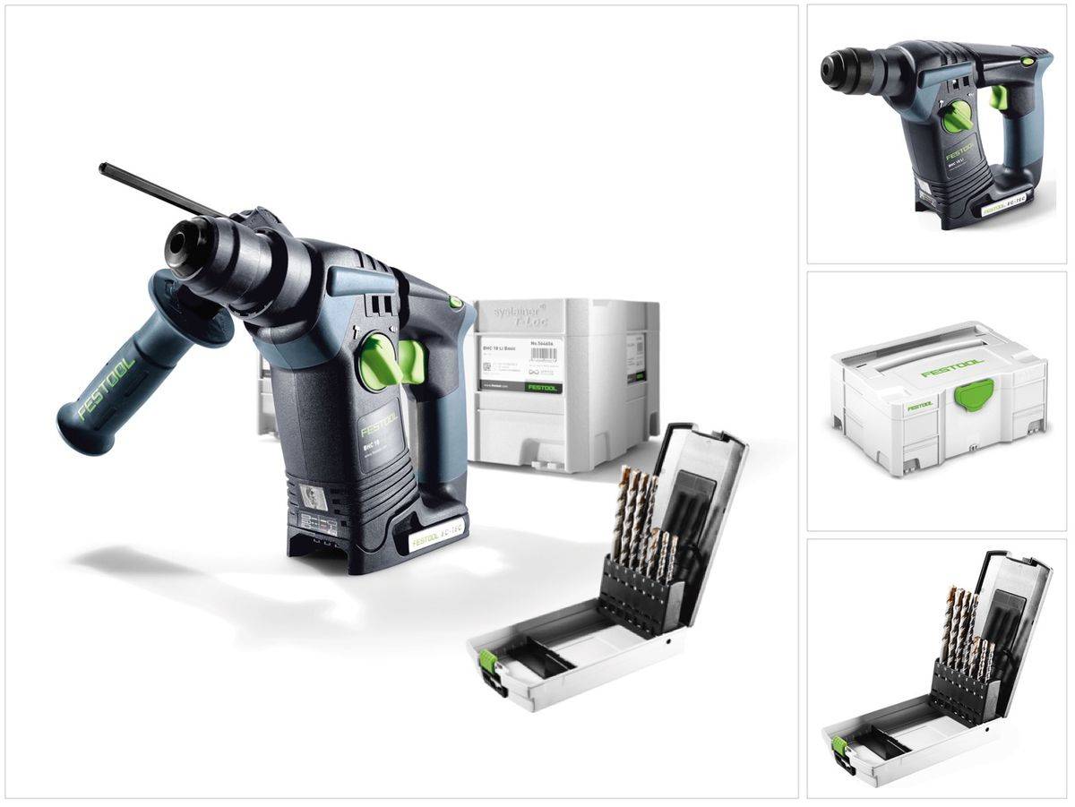 Festool BHC 18 Li-Basic Akku Bohrhammer 18V ( 574723 ) 25Nm Brushless Solo im Systainer + 7tlg Bohrerset - ohne Akku, ohne Ladegerät