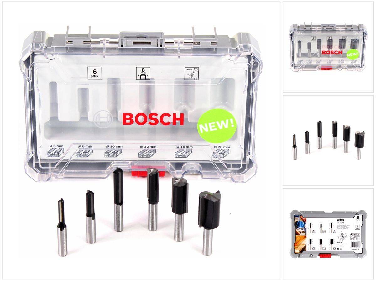 Bosch Nutfräser Set 8 mm 6 tlg. + Koffer ( 2607017466 ) für Oberfräse
