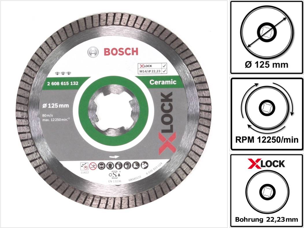Bosch Diamant Trennscheiben X-LOCK 125 x 22,23mm Best for Ceramic ( 2608615132 )