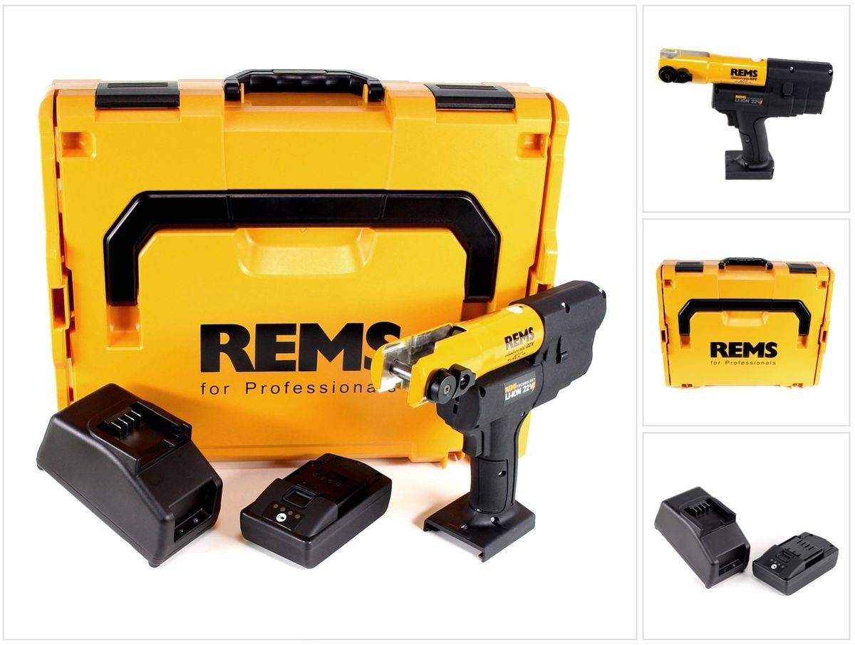 REMS Mini-Press ACC 22 V Akku Radialpresse mit Zwangsablauf in L-Boxx + 1 x 1,5 Ah Akku + Ladegerät ( 578014 R220 )