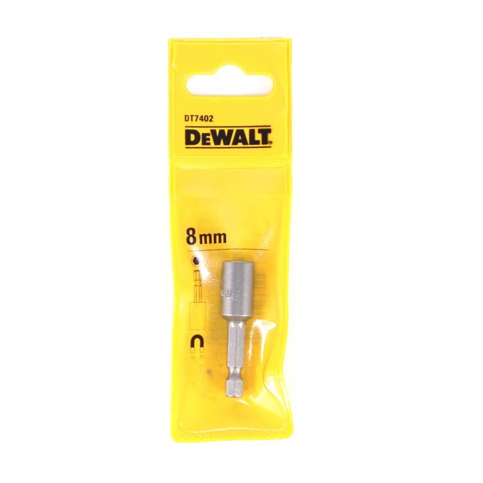 DeWalt DT 7402 Steckschlüssel 8 mm Aussensechskant - 50mm Länge, Permanentmagnet Halterung, 1/4" Antrieb