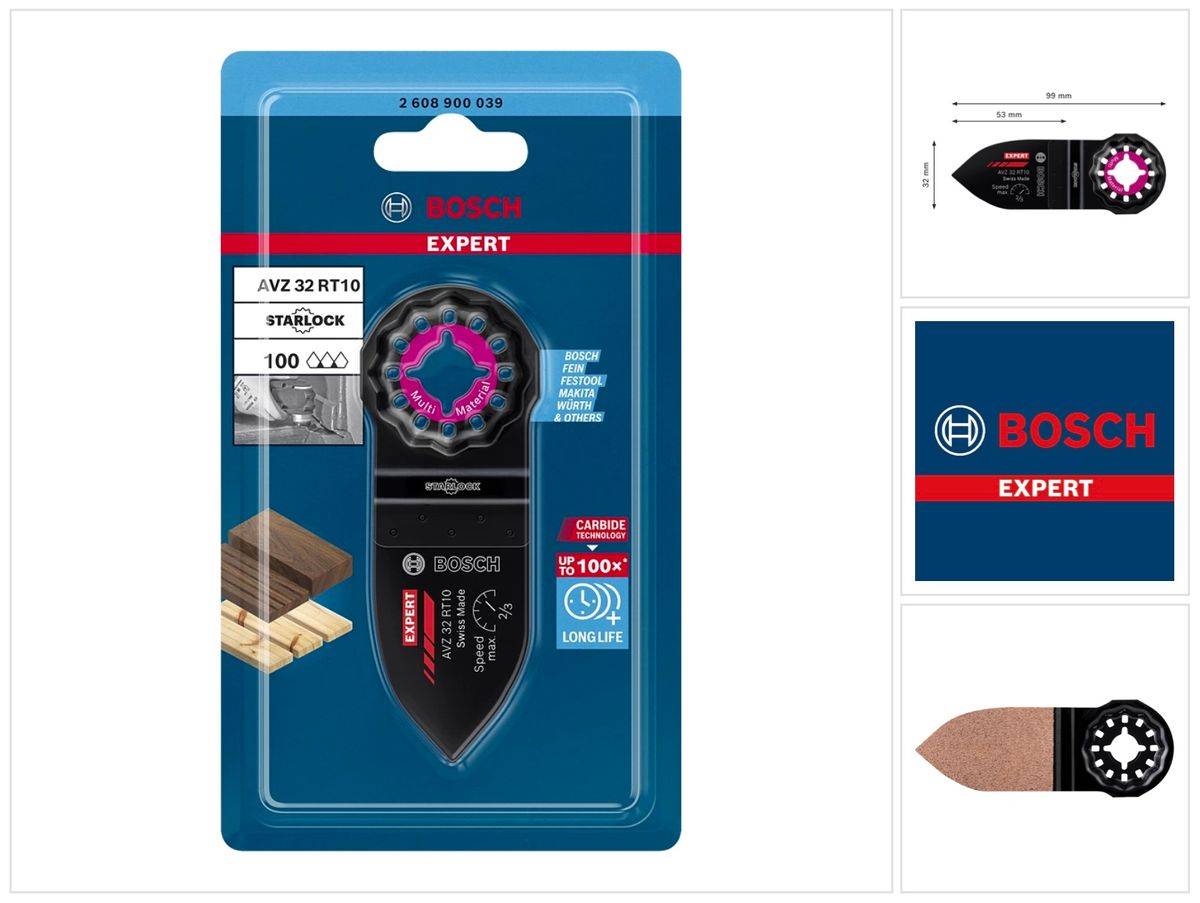 Bosch Expert AVZ 32 RT10 Schleiffinger Starlock 32 x 50 mm ( 2608900039 ) Carbide Technology für Multifunktionswerkzeuge