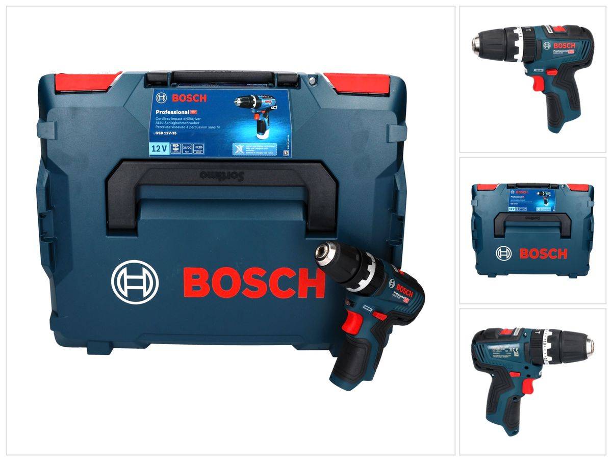 Bosch GSB 12V-35 Professional Akku Schlagbohrschrauber 12 V 35 Nm ( 06019J9001 ) Brushless + L-Boxx - ohne Akku, ohne Ladegerät