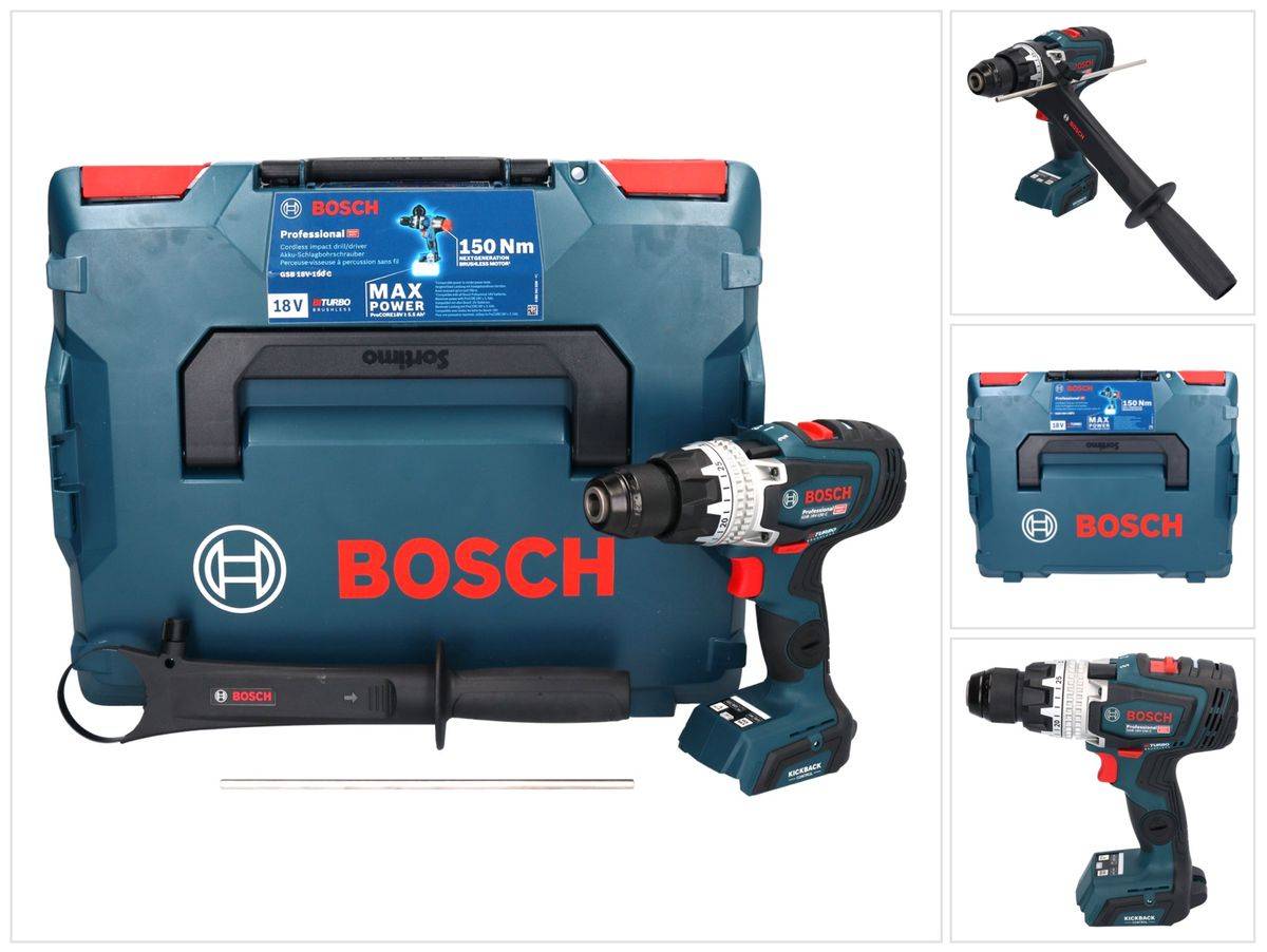 Bosch GSB 18V-150 C Professional Akku Schlagbohrschrauber 18 V 150 Nm ( 06019J5102 ) Biturbo Brushless + L-Boxx - ohne Akku, ohne Ladegerät