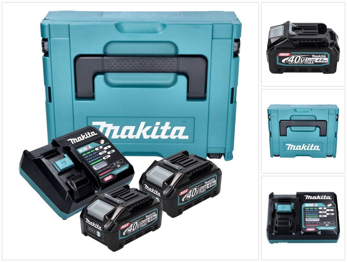 Makita Power Source Kit ( 191J97-1 ) 2x BL 4040 Akku 40 V max. 4,0 Ah XGT + DC 40 RA Ladegerät + Makpac