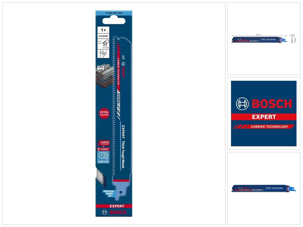 Bosch Expert S 1155 CHC Thick Tough Metal Säbelsägeblatt 225 mm ( 2608900368 ) Carbide Technology