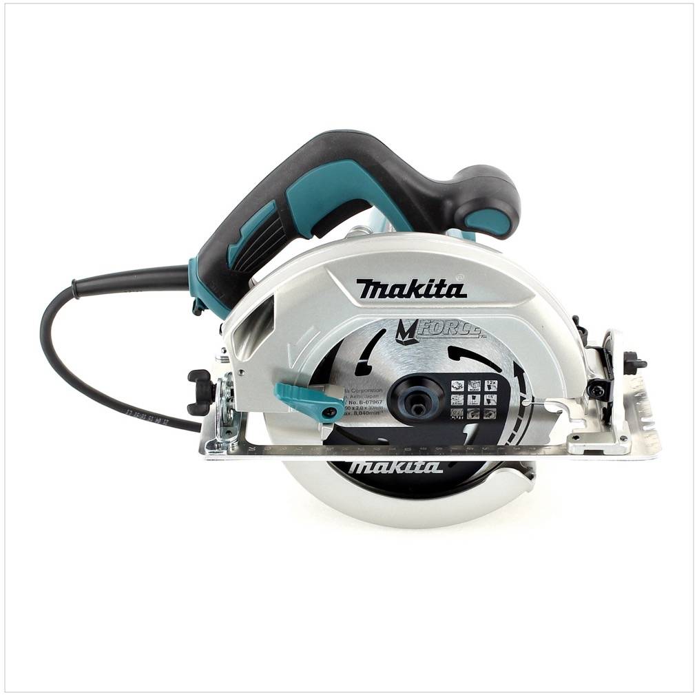 Makita HS 7601 1200W Handkreissäge + 190 mm Sägeblatt + Führungsschienenadapter C