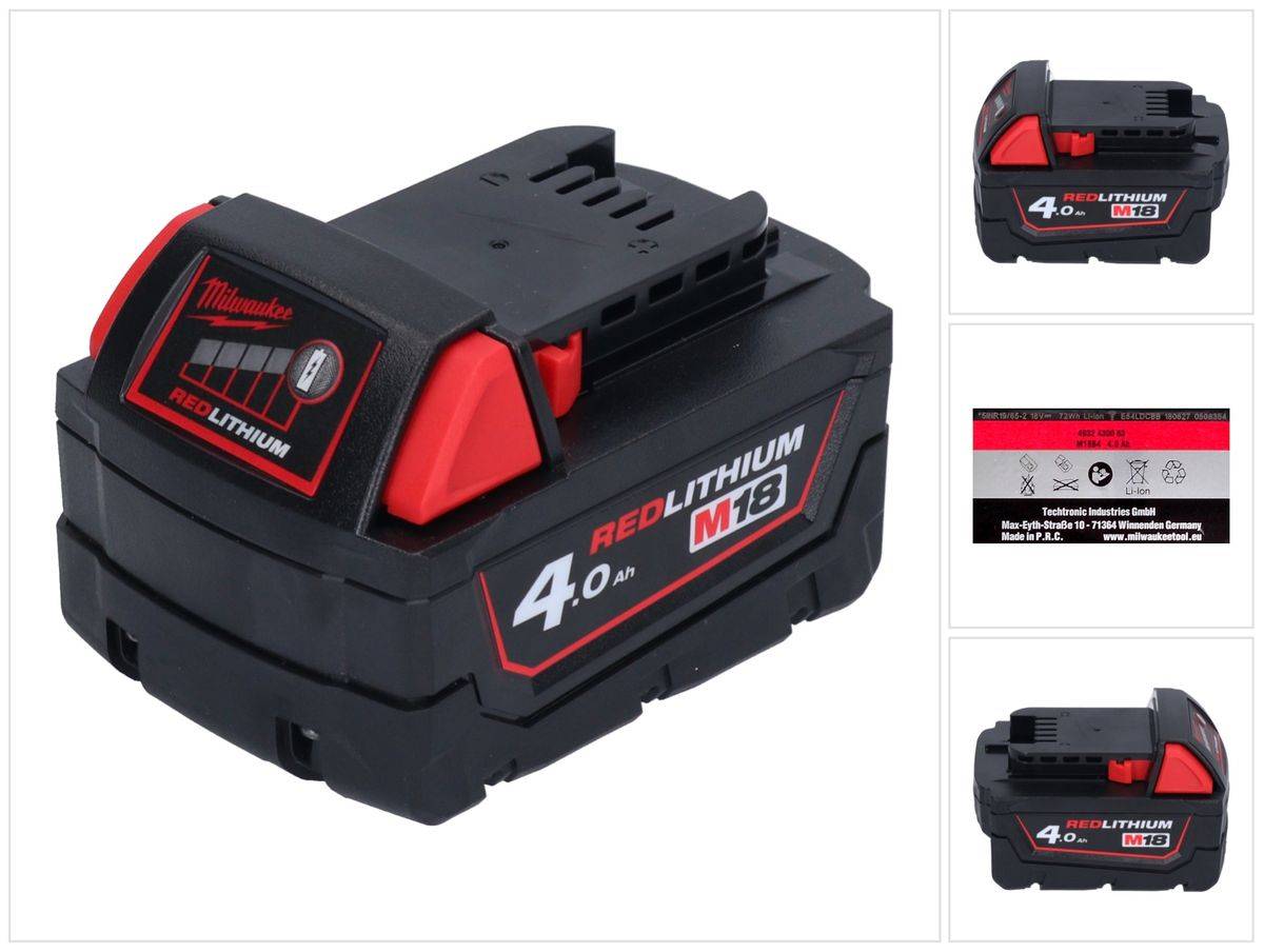 Milwaukee M18 B4 Akku 18 V / 4,0 Ah / 4000 mAh RED Li-Ion ( 4932430063 )