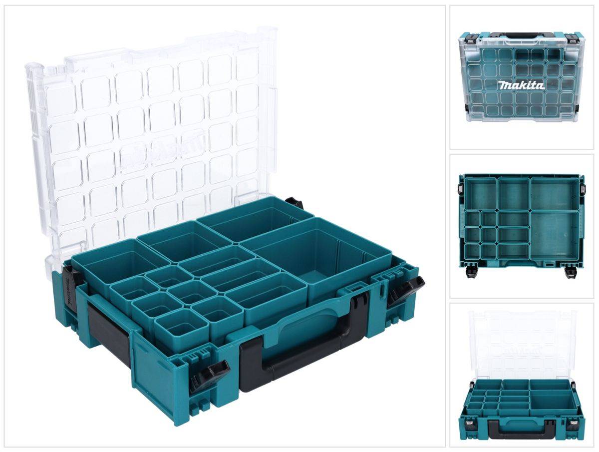 Makita MAKPAC 1 Organizer Kleinteilekoffer 395 x 295 x 110 mm ( 191X80-2 ) mit 13x Boxeinsatz