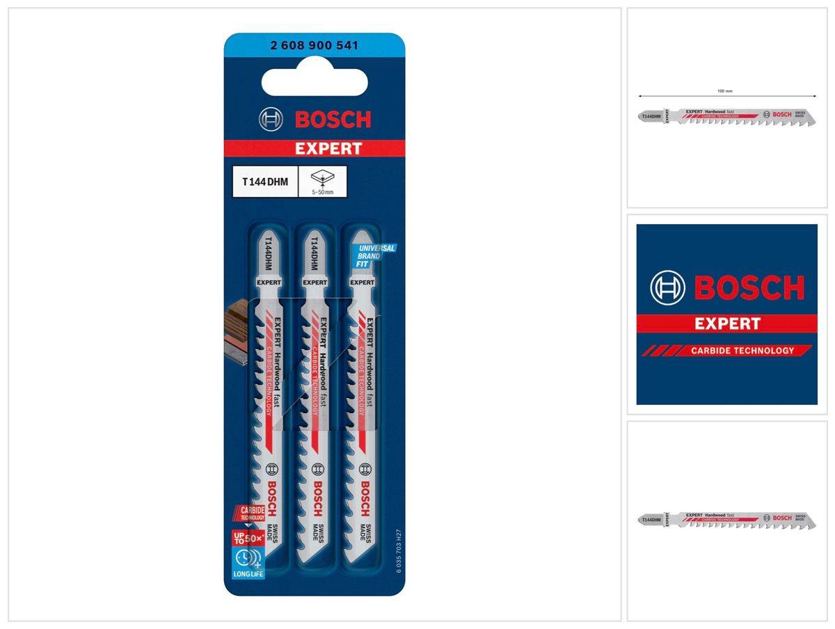Bosch Expert T 144 DHM Hardwood Fast Stichsägeblatt Set 3 tlg. ( 2608900541 ) Carbide Technology