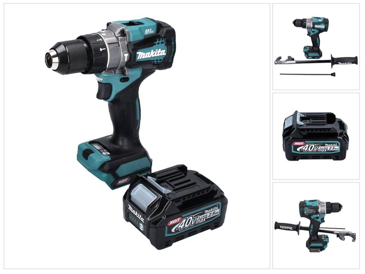 Makita HP 001 GD1 Akku Schlagbohrschrauber 40 V max. 140 Nm XGT Brushless + 1x Akku 2,5 Ah - ohne Ladegerät