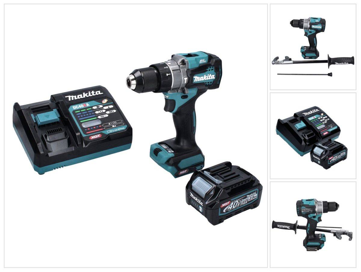 Makita HP 001 GD1 Akku Schlagbohrschrauber 40 V max. 140 Nm XGT Brushless + 1x Akku 2,5 Ah + Ladegerät