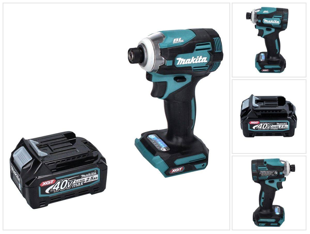 Makita TD 001 GD1 Akku Schlagschrauber 40 V 220 Nm1/4" XGT Brushless + 1x Akku 2,5 Ah - ohne Ladegerät