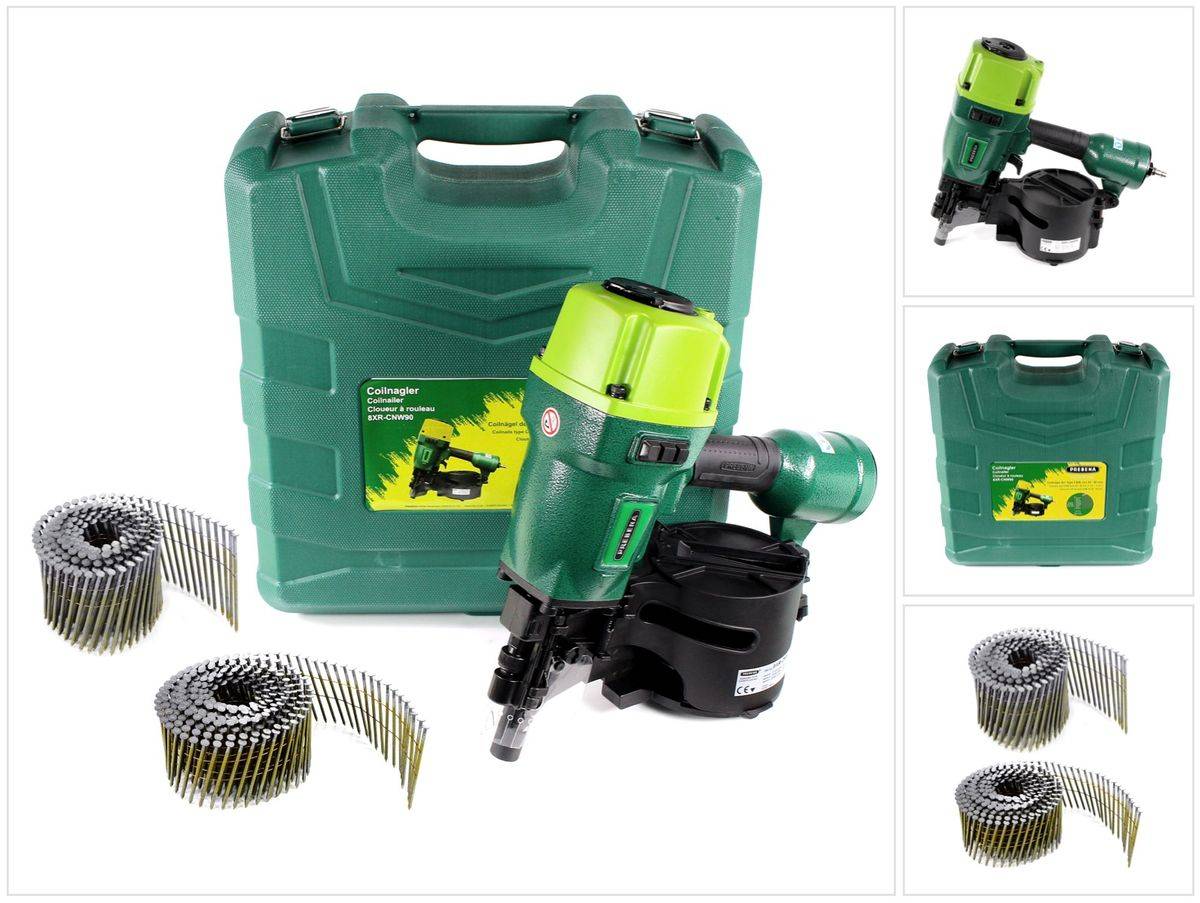 Prebena 8XR-CNW90 Coilnagler Druckluftnagler Transportkoffer mit 10800 Coilnägeln