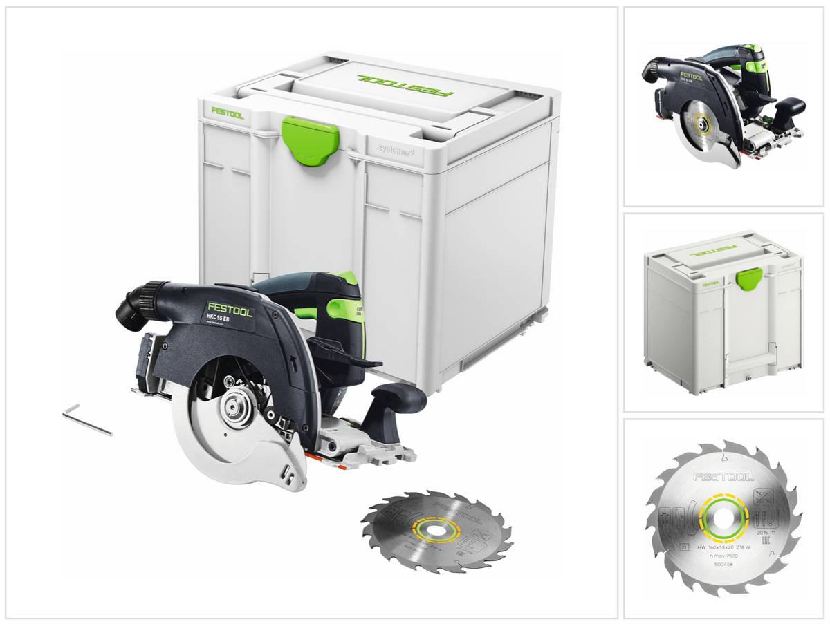 Festool HKC 55 EB-Basic Akku Handkreissäge 18 V 160 mm Brushless ( 576163 ) + Systainer - ohne Akku, ohne Ladegerät ( Nachfolger von 201358 )